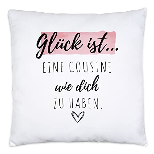 Hey!Print Glück Ist Eine Cousine Wie Dich Zu Haben Kissen Inkl. Füllung Geschenk Danke Sagen Familie Verwandtschaft von Hey!Print