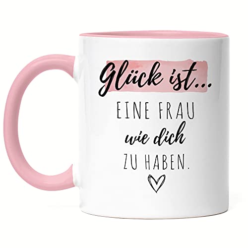 Hey!Print Glück Ist Eine Frau Wie Dich Zu Haben Tasse Rosa Muttertag Geschenk Danke Sagen Ehefrau von Hey!Print