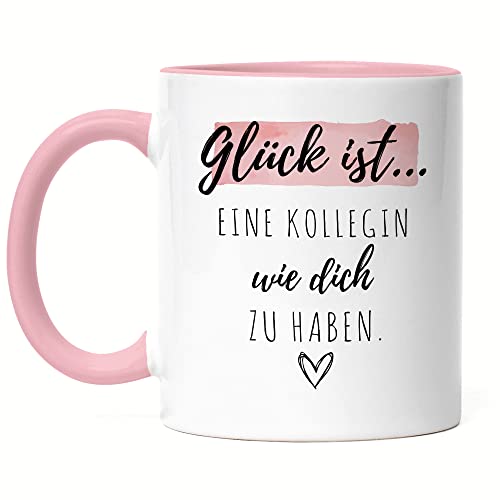 Hey!Print Glück Ist Eine Kollegin Wie Dich Zu Haben Tasse Rosa Geschenk Danke Sagen Beste Kollegin von Hey!Print