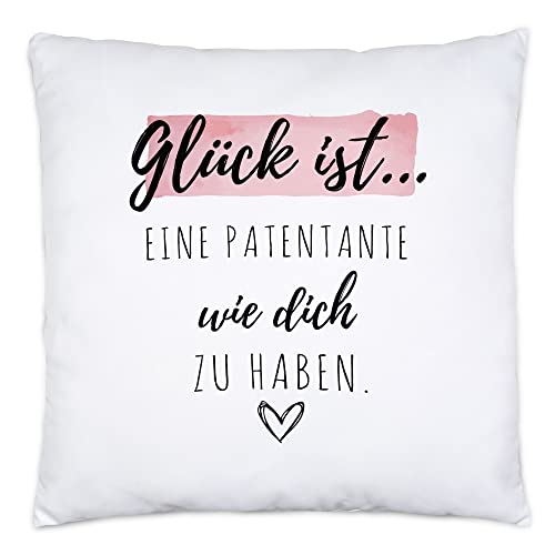 Hey!Print Glück Ist Eine Patentante Wie Dich Zu Haben Kissen Inkl. Füllung Geschenk Danke Sagen Patenkind von Hey!Print