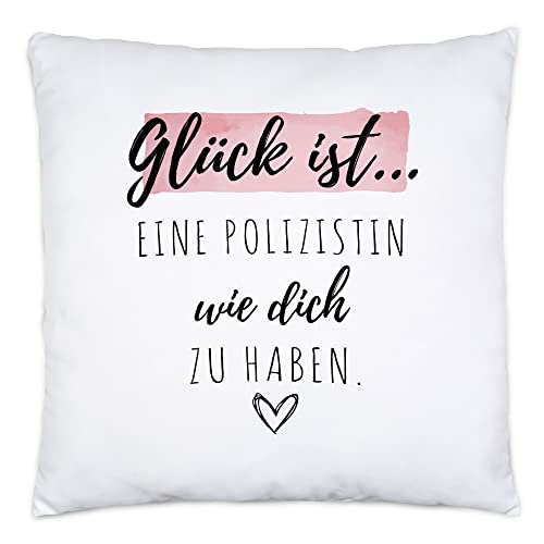 Hey!Print Glück Ist Eine Polizistin Wie Dich Zu Haben Kissen Inkl. Füllung Geschenk Danke Sagen Polizei Schule Abschluss von Hey!Print