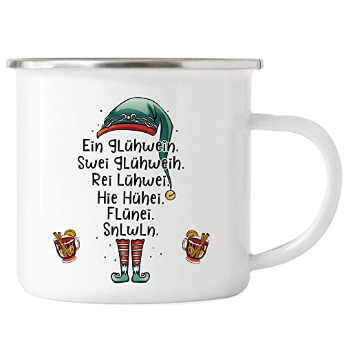 Hey!Print Glühwein Emaille Tasse Alkohol Betrunken Adventmarkt Weihnachtsmarkt Weihnachtsstimmung Weihnachten Advent von Hey!Print