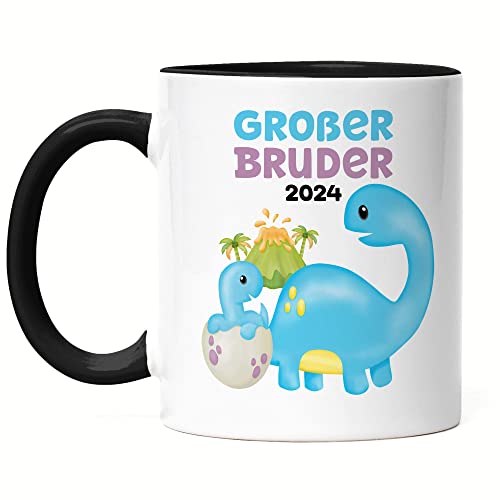 Hey!Print Großer Bruder 2024 Tasse Schwarz Baby Neugeborenes Geschwister Familie Liebe Geburt Kleinkind Stolz von Hey!Print