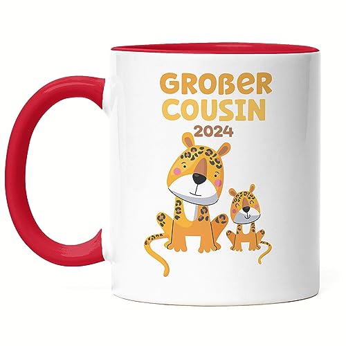 Hey!Print Großer Cousin 2024 Tasse Rot Löwen Cousin Familien Love Liebe Geborgenheit Beschützer Fam Cousins Zusammenhalt von Hey!Print