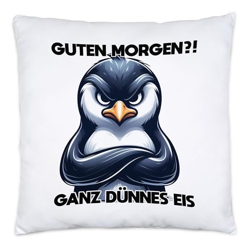 Hey!Print Guten Morgen Ganz dünnes EIS Kissen Inkl. Füllung Home Office Ironie Morgenmuffel von Hey!Print