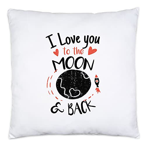 Hey!Print I Love You to The Moon and Back Kissen Liebeserklärung Liebesbeweis Unendliche Liebe Verliebt Herzblatt von Hey!Print