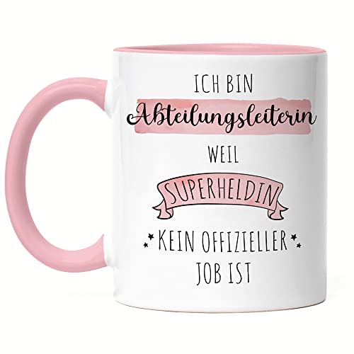 Hey!Print Ich Bin Abteilungsleiterin Weil Superheldin Kein Anerkannter Job Ist Tasse Rosa Geschenk Danke Sagen von Hey!Print