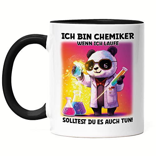 Hey!Print Ich Bin Chemiker Wenn Ich Laufe Solltest Du Es Auch Tun Tasse Schwarz Experiment Chemische Bindungen Periodensystem von Hey!Print