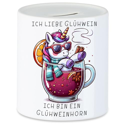 Hey!Print Ich Bin EIN Glühweinhorn Spardose Weihnachtliches Einhorn Advent Fun von Hey!Print