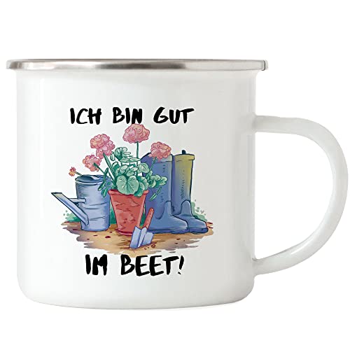 Hey!Print Ich Bin Gut Im Beet! Emaille Tasse Gärtner Pflanzen Garten Blumen Geschenkidee Sarkasmus von Hey!Print