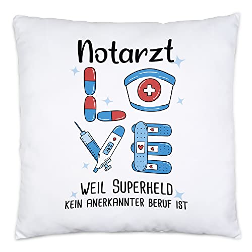 Hey!Print Ich Bin Notarzt Weil Superheld Kein Anerkannter Job Ist Kissen Inkl. Füllung Geschenk Danke Sagen von Hey!Print