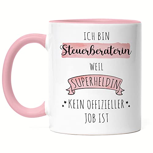 Hey!Print Ich Bin Steuerberaterin Weil Superheldin Kein Anerkannter Job Ist Tasse Rosa Geschenk Danke Sagen von Hey!Print