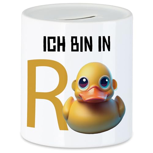 Hey!Print Ich Bin in Rente Spardose Rentner Rentnerin Geschenk Ruhestand R Ente Quietscheente Wortwitz von Hey!Print