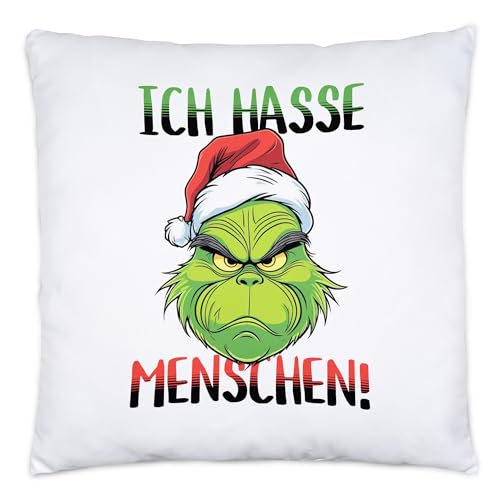 Hey!Print Ich Hasse Menschen Kissen Anti Weihnachten Ich Hasse Weihnachten Mi Mi Mi Halts Maul von Hey!Print