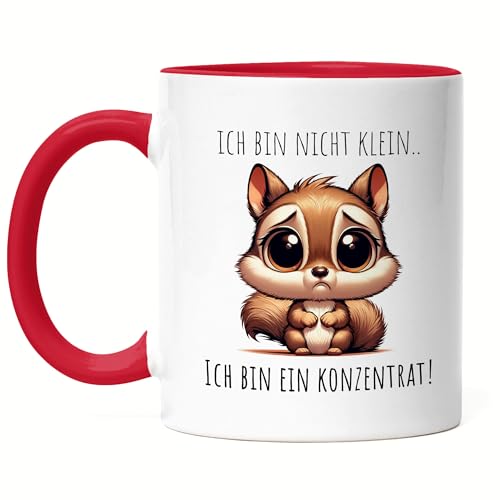 Hey!Print Ich bin nicht klein ich bin ein Konzentrat Eichhörnchen Tasse Rot Kleine Menschen Stolz von Hey!Print