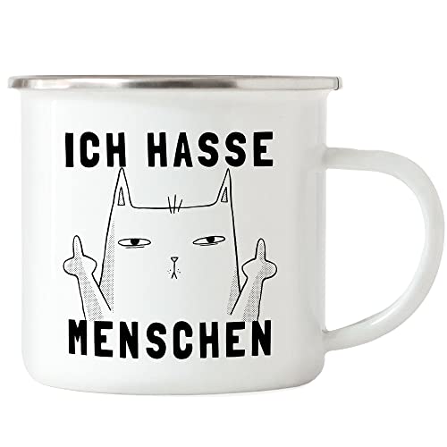 Hey!Print Ich hasse Menschen Emaille Tasse Schwarz Lustig Katze unhöflich Spruch Cat Katzenliebhaber Geschenk Kollege Kollegin Hey!Print Ich hasse Menschen Emaille Tasse Schwarz Lustig Katze unhöflich Spruch Cat Katzenliebhaber Geschenk Kollege Kollegin von Hey!Print