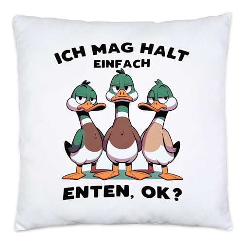 Hey!Print Ich mag Halt einfach Enten, ok? Witzige Enten Kissen Inkl. Füllung - Enten-Halter Liebe von Hey!Print