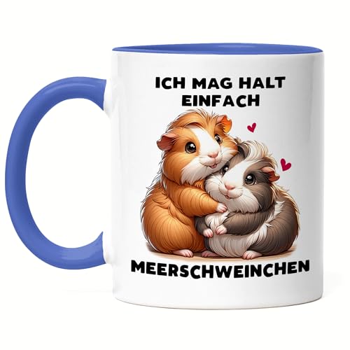 Hey!Print Ich mag halt einfach Meerschweinchen Tasse Blau Meerschweinchen Liebhaber Nager von Hey!Print