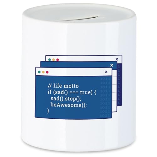 Hey!Print If Sad Be Awesome Spardose Programmierer Lustiges Geschenk Coder IT Debugging Informatiker Entwickler von Hey!Print