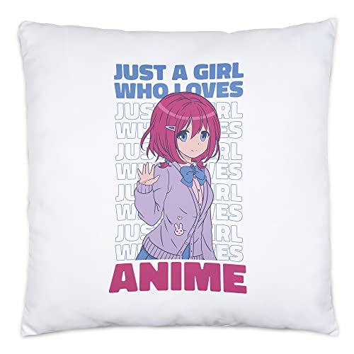 Hey!Print Just A Girl Who Loves Anime Kissen Inkl Füllung Otaku Baka Manga Fans Geschenkidee von Hey!Print