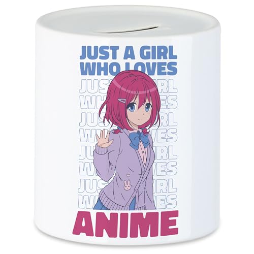 Hey!Print Just A Girl Who Loves Anime Spardose Otaku Baka Manga Fans Geschenkidee von Hey!Print