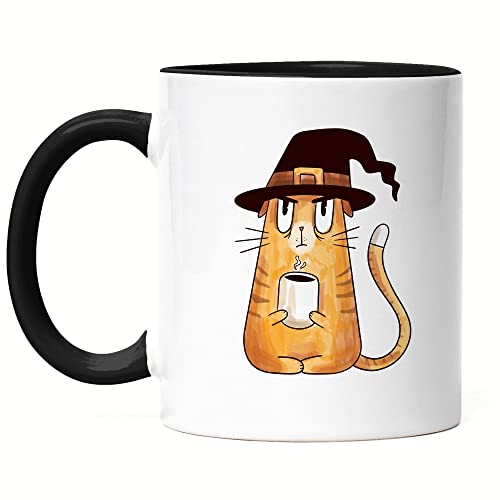 Hey!Print Katzen Hexe Tasse Schwarz Halloween Catlover Katzenliebhaber Witch Magic Kaffetasse Coffecup Mug Kitty Trick or Treat Hey!Print Katzen Hexe Tasse Schwarz Halloween Catlover Katzenliebhaber Witch Magic Kaffetasse Coffecup Mug Kitty Trick or Treat von Hey!Print