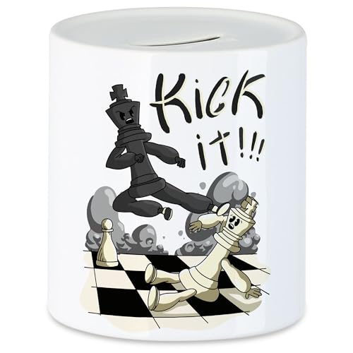 Hey!Print Kick It Spardose Schachspieler Schachbrett Chess Geschenkidee Für Schachfans von Hey!Print