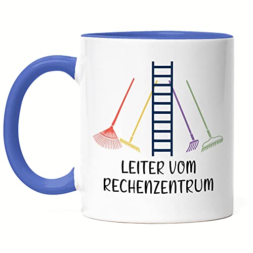 Hey!Print Leiter Vom Rechenzentrum Tasse Blau Hobby-Gärtner Pflanzen Garten Blumen Geschenkidee Besen Rechen von Hey!Print