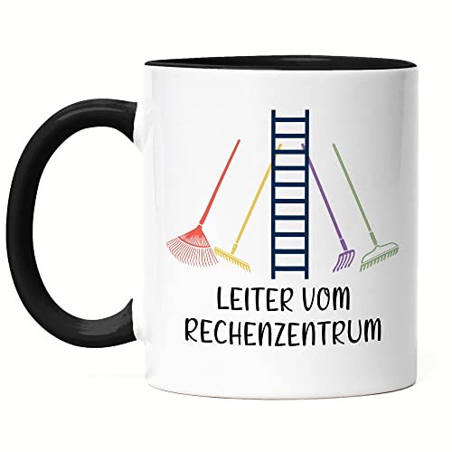 Hey!Print Leiter Vom Rechenzentrum Tasse Schwarz Hobby-Gärtner Pflanzen Garten Blumen Geschenkidee Besen Rechen von Hey!Print