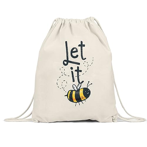 Hey!Print Let It Be(e) Turnbeutel Gymsack Bienen Motiv Sumsi Loslassen Mental Health Humorvolle Geschenkidee Spruch von Hey!Print