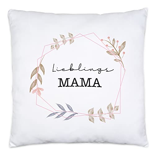 Hey!Print Lieblingsmama Kissen inkl. Füllung Liebe Blumenmotiv Geschenkidee Muttertag Geburtstag von Hey!Print
