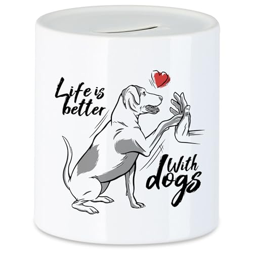 Hey!Print Life is Better with Dogs Spardose Mit Hund Motiv Für Hundebesitzer Hundeliebhaber Hundepapa Hundemama Hey!Print Life is Better with Dogs Spardose Mit Hund Motiv Für Hundebesitzer Hundeliebhaber Hundepapa Hundemama von Hey!Print