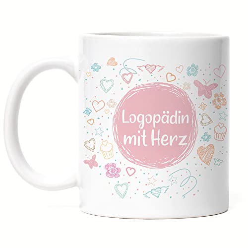 Hey!Print Logopädin mit Herz Tasse Dankeschön Geschenk Danke Sagen Für Alles Logopädie von Hey!Print