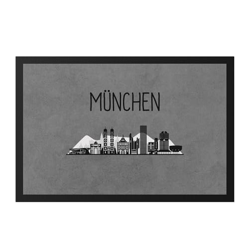 Hey!Print MÜNCHEN Skyline Fußmatte Souvenir Andenken Deutsche Großstädte Motiv Stadt Silhouette Geschenkidee Umzug von Hey!Print