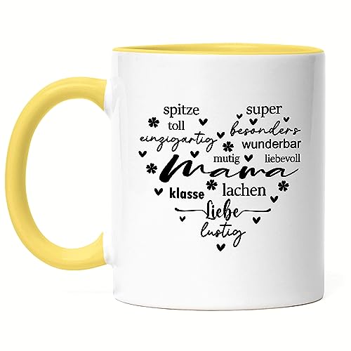 Hey!Print Mama Tasse Gelb Muttertagsgeschenk Beste Mama der Welt Danksagung von Hey!Print