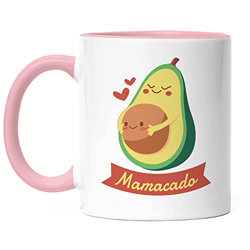 Hey!Print Mamacado Tasse Rosa Süßes Geschenk für Werdende Mamas Avocado-Fans von Hey!Print