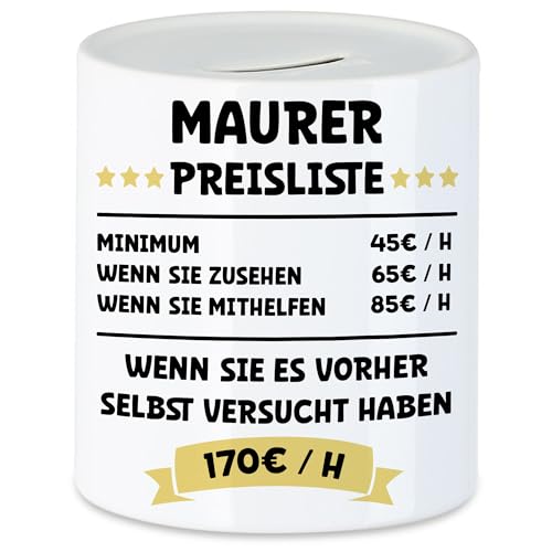 Hey!Print Maurer Preisliste Spardose Beton Werkzeug Bauhandwerk BAU Baustelle Rohbau Wände Job Beruf Arbeit von Hey!Print