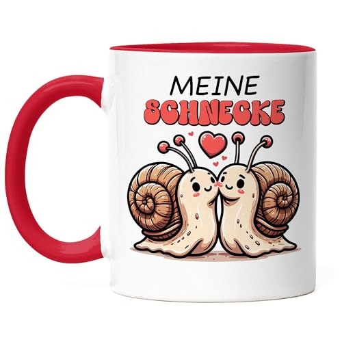 Hey!Print Meine Schnecke Küssende Schnecken Tasse Rot Freund Freundin Romantische Liebe von Hey!Print