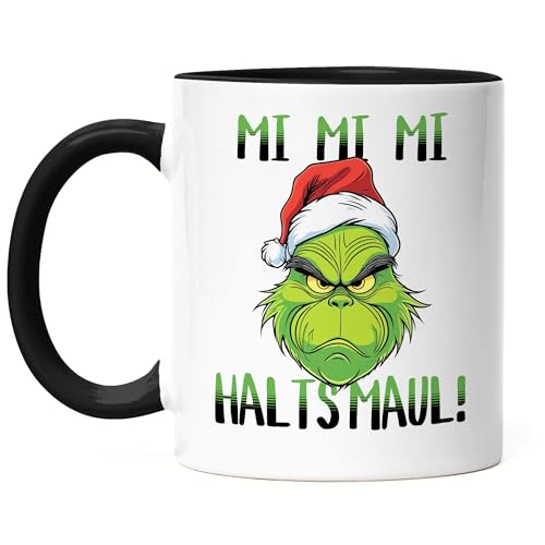 Hey!Print Mi Mi Mi Halts Maul Tasse schwarz Anti Weihnachten Ich hasse Weihnachten Mi Mi Mi von Hey!Print