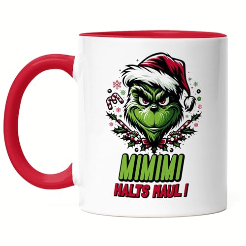 Hey!Print Mimimi Halts Maul Tasse Rot Sarkastisch Anti Weihnachten Lustiger Spruch von Hey!Print