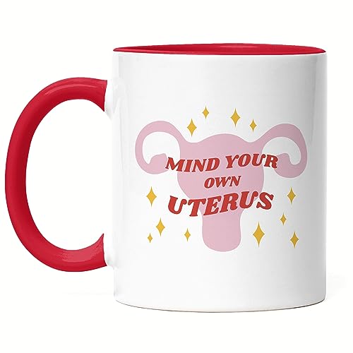 Hey!Print Mind Your Own Uterus Tasse Rot Women Power Feminismus My Body My Rules Geschenkidee von Hey!Print