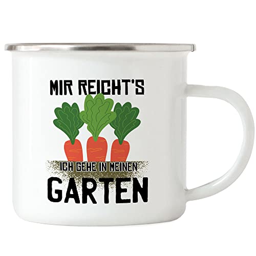 Hey!Print Mir Reicht's Ich Geh In Garten Emaille Tasse Hobby-Gärtner Pflanzen Garten Blumen Geschenkidee Pflanzen-Fans von Hey!Print