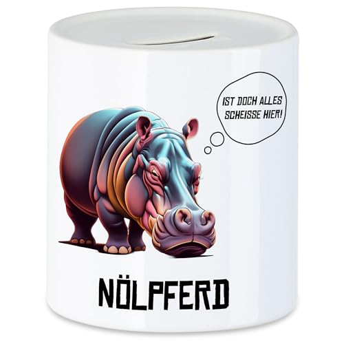 Hey!Print Nölpferd Ist doch Alles scheiße Hier Spardose Wortwitz Sarkasmus Genervt Arbeit Büro von Hey!Print