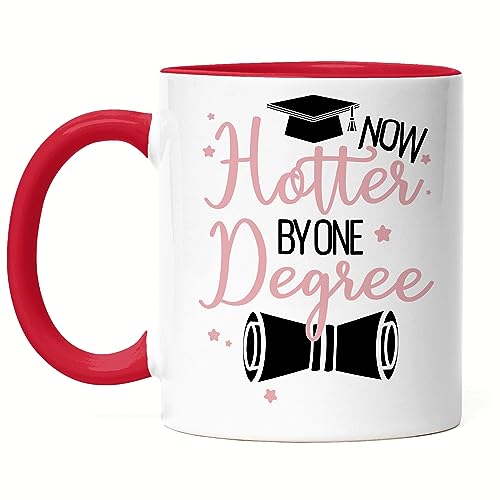 Hey!Print Now Hotter by One Degree Tasse Rot Abschluss Absolvent Bachelor Master Doktor Abschlussgeschenk von Hey!Print