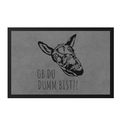 Hey!Print Ob du dumm bist?! Fußmatte Büro Geschenk Sarkasmus Mitarbeiter Chef Kollegen Esel von Hey!Print