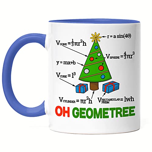 Hey!Print Oh Geometree Tasse Blau Weihnachten Mathematik Weihnachtsbaum Formeln Rechnen Mathe Merry Christmas von Hey!Print