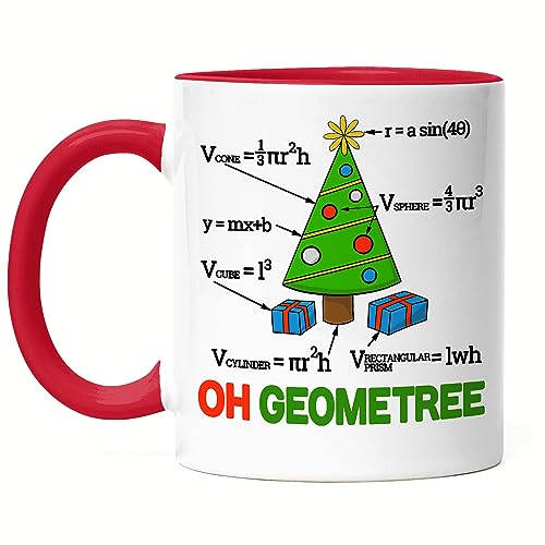 Hey!Print Oh Geometree Tasse Rot Weihnachten Mathematik Weihnachtsbaum Formeln Rechnen Mathe Merry Christmas von Hey!Print