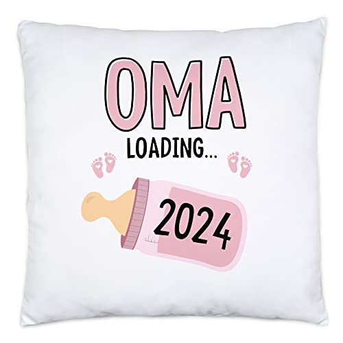 Hey!Print Oma Loading 2024 Kissen inkl. Füllung Geschenk Werdende Oma Babynews Mit Ladebalken Schwangerschaft Geschenkidee von Hey!Print