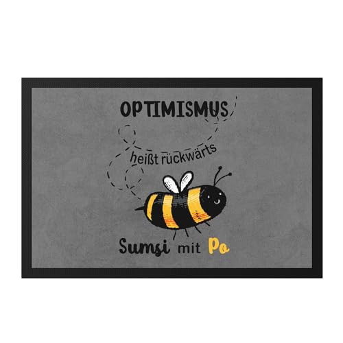 Hey!Print Optimismus Heißt Umgedreht Sumsi Mit Po Fußmatte Biene Lustige Humorvolle Geschenkidee Wortwitz von Hey!Print