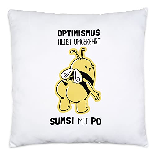 Hey!Print Optimismus Heißt Umgedreht Sumsi Mit Po Kissen Inkl. Füllung Biene Geschenkidee Wortwitz von Hey!Print